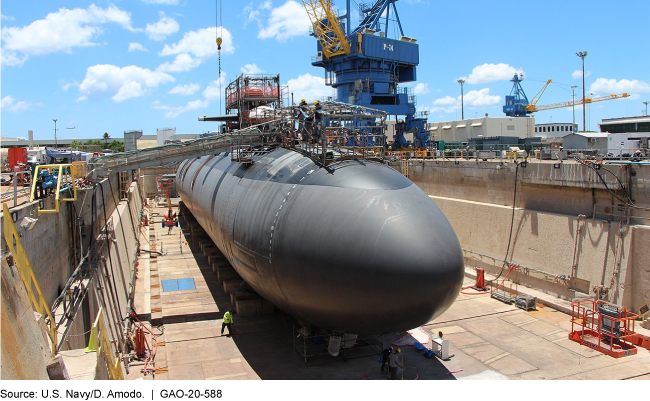 A submarine undergoing maintenance