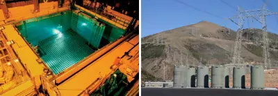 Spent Nuclear Fuel Pool (Left) and Spent Nuclear Fuel Dry Casks (Right)