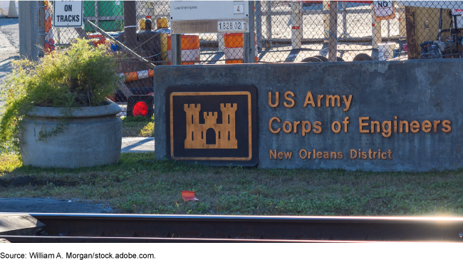 Sign for the US Army Corps of Engineers New Orleans District.
