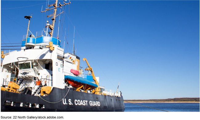 Photo showing a U.S. Coast Guard vessel from the side.