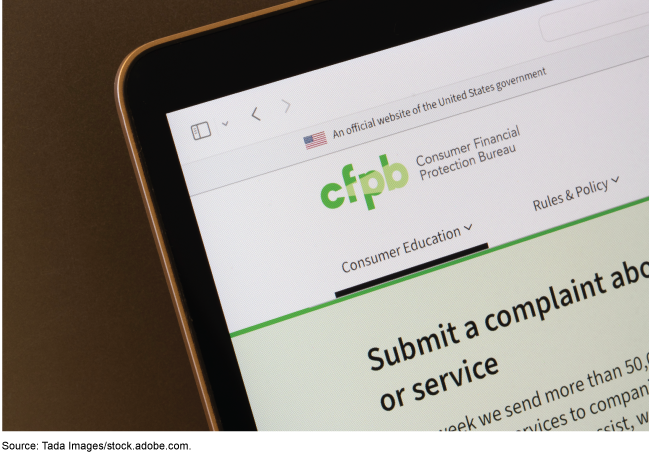 Photo of the Consumer Financial Protection Bureau website. Photo of the Consumer Financial Protection Bureau website.