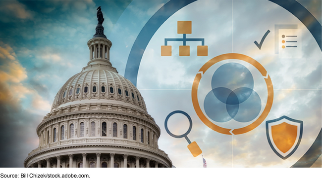 The U.S. Capitol set against icons from our Fraud Risk Framework