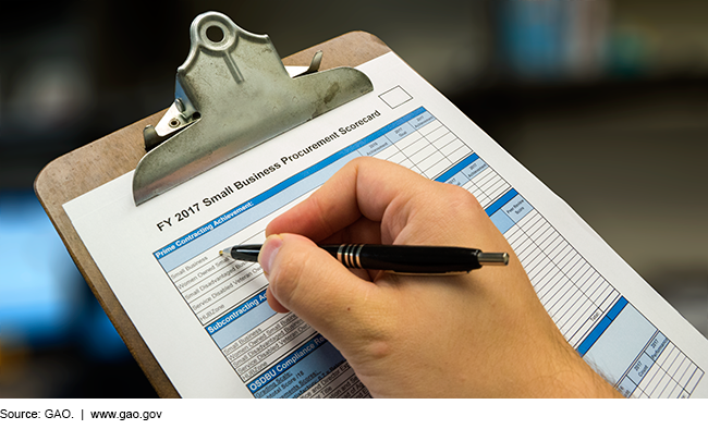 A graphic showing part of a blank Small Business Procurement Scorecard  