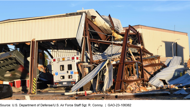 image of ambulance under collapsed building at Tyndall Air Force Base