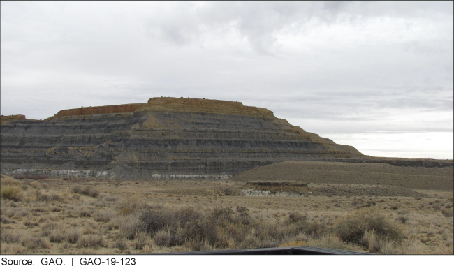 Photo of a mined terrace at the Jackpile-Paguate uranium mine site in Pueblo of Laguna, New Mexico