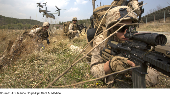 U.S. troops training in South Korea. 