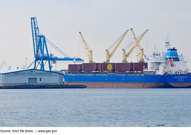 Cargo ship at a port