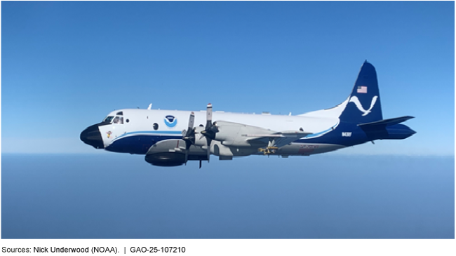 NOAA operates two Lockheed WP-3D Orion aircraft as Hurricane Hunters