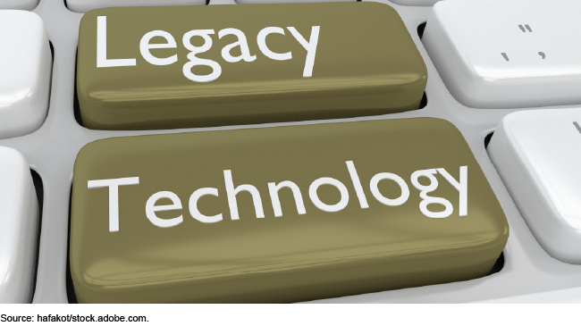 The words Legacy Technology placed superimposed on two computer keys. The words Legacy Technology placed superimposed on two computer keys.