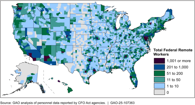 Chief Financial Officers (CFO) Act Agency Remote Workers by County, as of June 2024