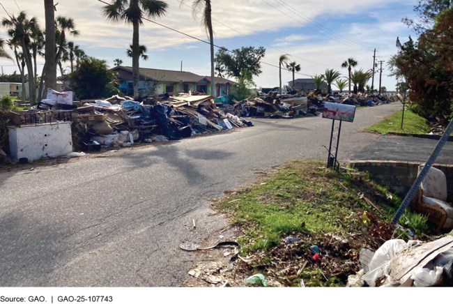 Debris from Damaged Homes Following Hurricanes Helene and Milton, 2024, Florida