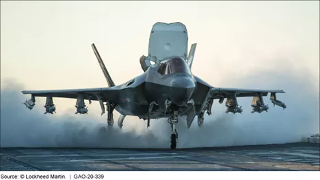 Photo of the F-35 joint strike fighter landing. 