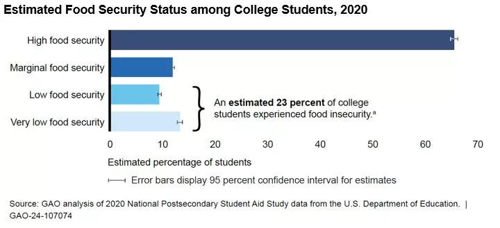 Bar chart showing food security among college students in 2020.