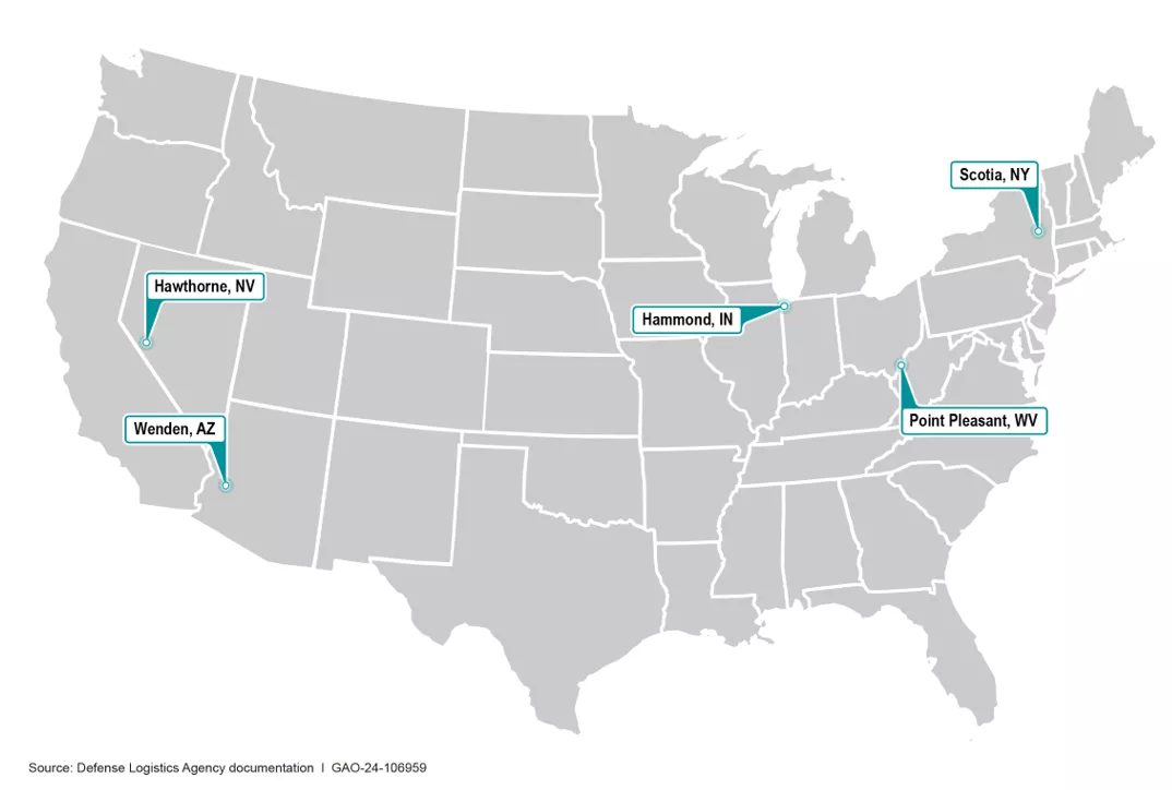 Locations of the National Defense Stockpile Materials