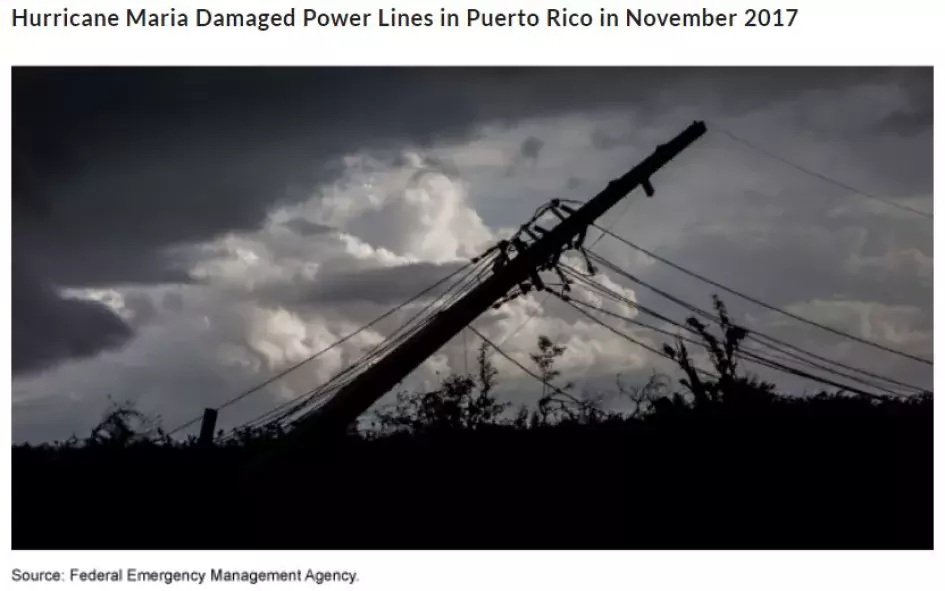 Photo of a powerline down after a hurricane in Puerto Rico 