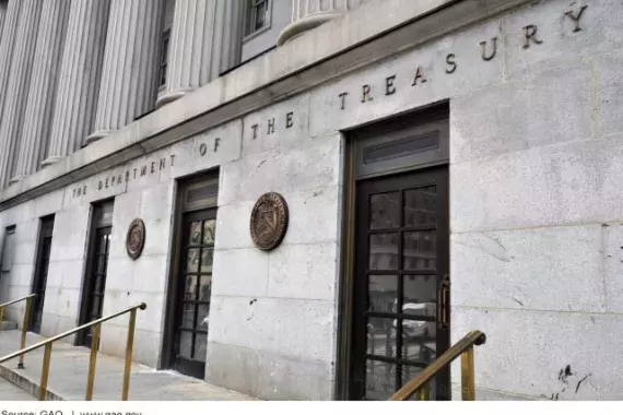 Photo of a Department of the Treasury entrance